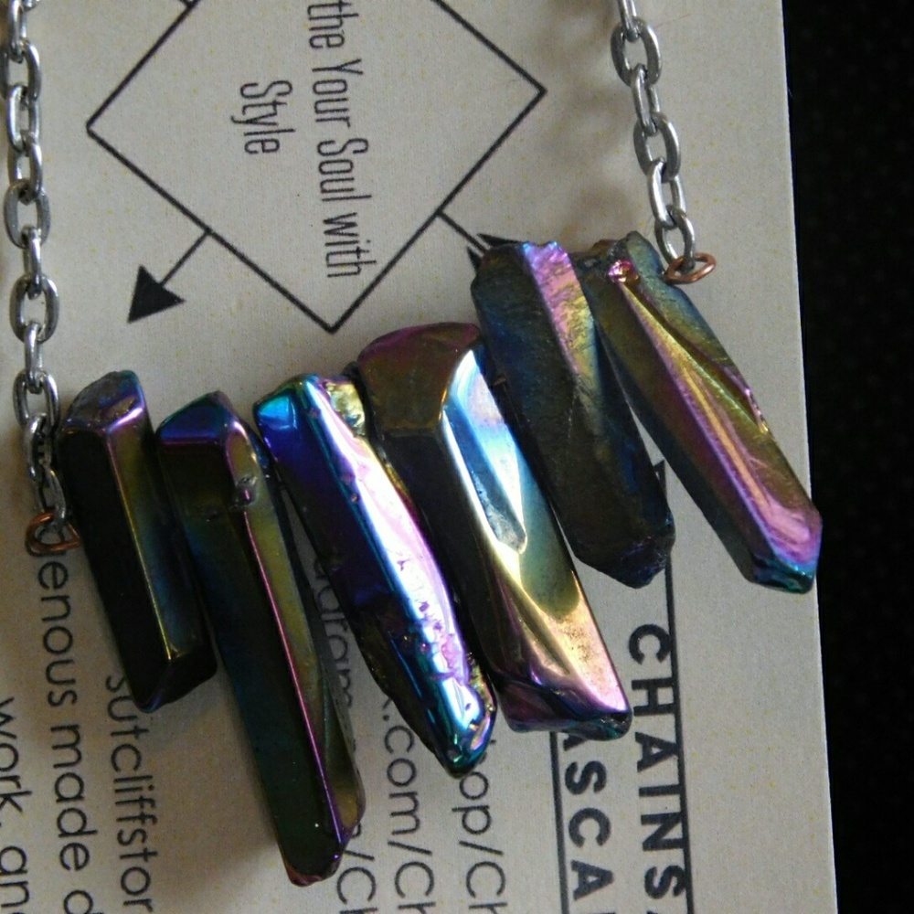 Rainbow Quartz Crystal Necklace